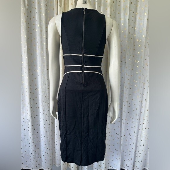 Anthropologie Maeve Cavatina Sheath Sleeveless Piping Little Black Dress Size 4 - Picture 5 of 6